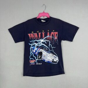 Vintage Rusty Wallace Shirt Mens Medium Thunder Lightning NASCAR Nutmeg Miller